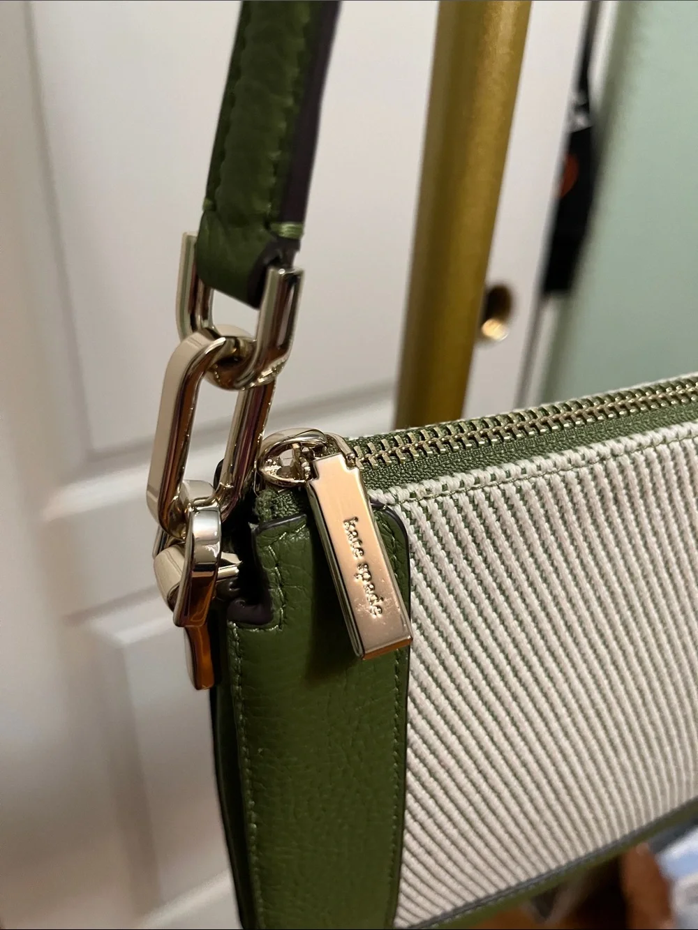 NEW kate spade Olive Green and Cream Leather Crossbody